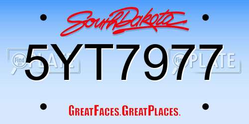 5YT7977 South Dakota License Plate