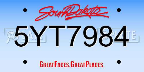 5YT7984 South Dakota License Plate