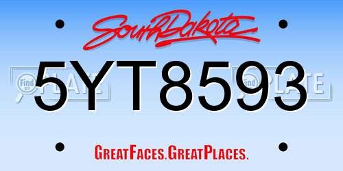 5YT8593 South Dakota License Plate
