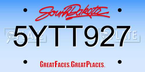 5YTT927 South Dakota License Plate