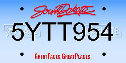5YTT954 South Dakota License Plate