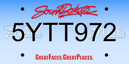 5YTT972 South Dakota License Plate