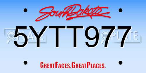 5YTT977 South Dakota License Plate