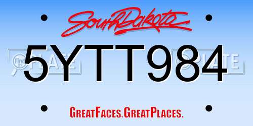 5YTT984 South Dakota License Plate