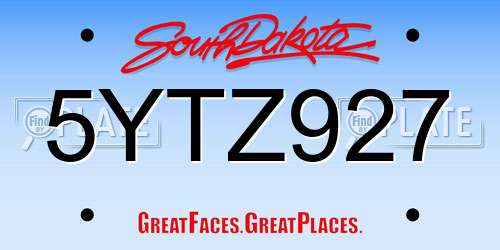 5YTZ927 South Dakota License Plate