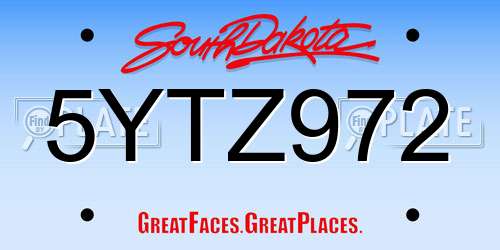 5YTZ972 South Dakota License Plate