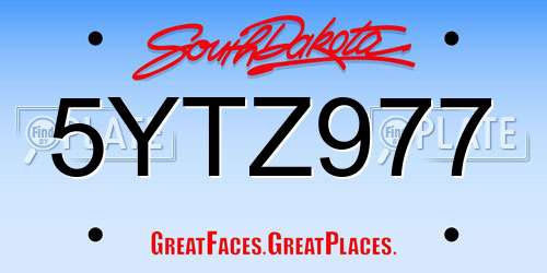 5YTZ977 South Dakota License Plate