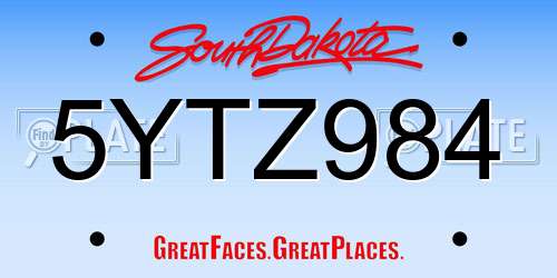 5YTZ984 South Dakota License Plate