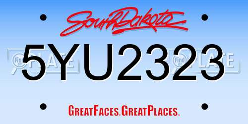 5YU2323 South Dakota License Plate
