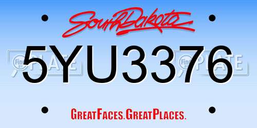 5YU3376 South Dakota License Plate