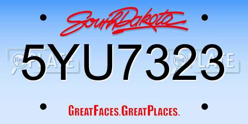 5YU7323 South Dakota License Plate