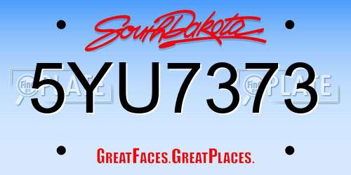 5YU7373 South Dakota License Plate