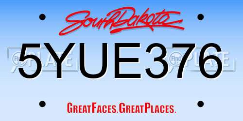 5YUE376 South Dakota License Plate