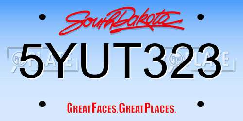 5YUT323 South Dakota License Plate