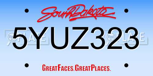 5YUZ323 South Dakota License Plate