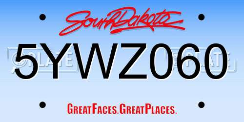 5YWZ060 South Dakota License Plate