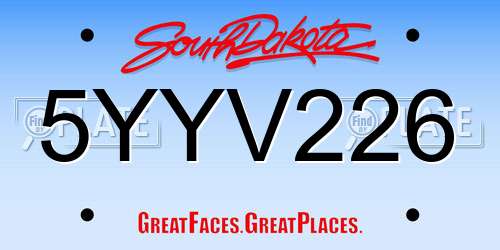 5YYV226 South Dakota License Plate