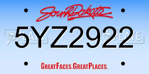 5YZ2922 South Dakota License Plate