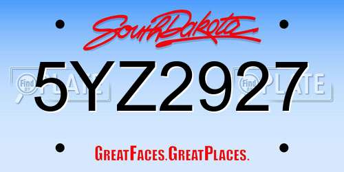 5YZ2927 South Dakota License Plate