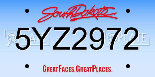 5YZ2972 South Dakota License Plate