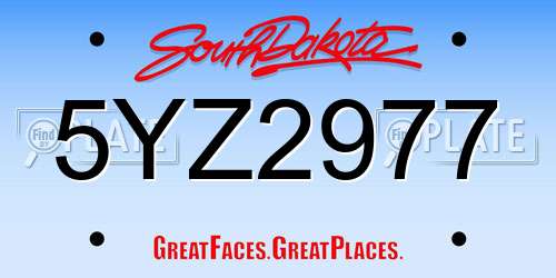 5YZ2977 South Dakota License Plate