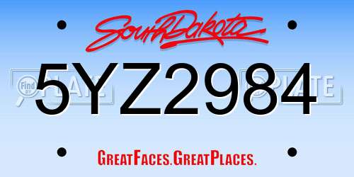 5YZ2984 South Dakota License Plate