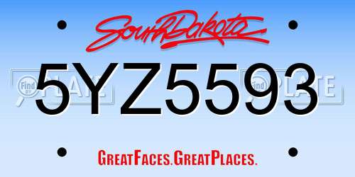 5YZ5593 South Dakota License Plate