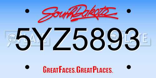5YZ5893 South Dakota License Plate