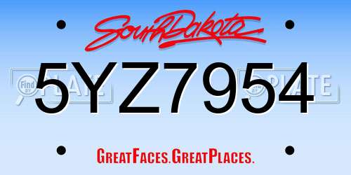 5YZ7954 South Dakota License Plate
