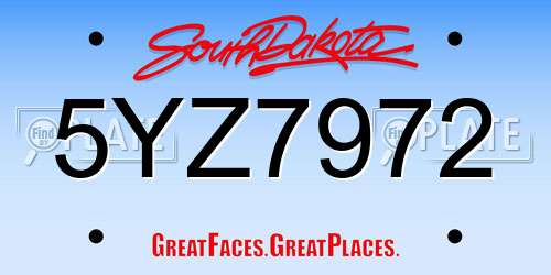 5YZ7972 South Dakota License Plate