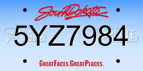 5YZ7984 South Dakota License Plate