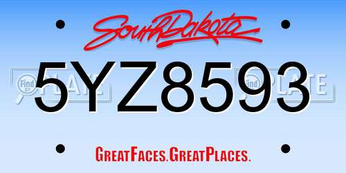 5YZ8593 South Dakota License Plate