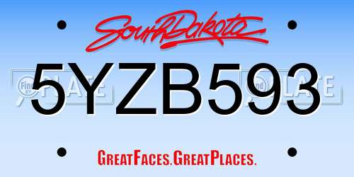 5YZB593 South Dakota License Plate