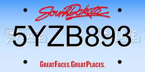 5YZB893 South Dakota License Plate