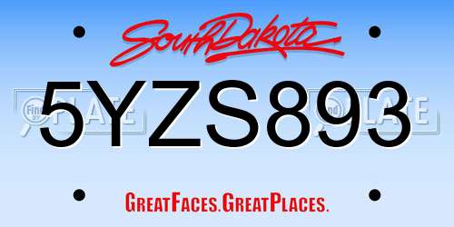5YZS893 South Dakota License Plate