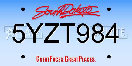 5YZT984 South Dakota License Plate