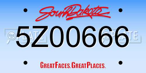 5Z00666 South Dakota License Plate