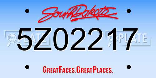 5Z02217 South Dakota License Plate