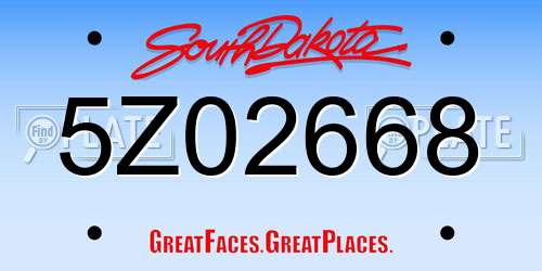 5Z02668 South Dakota License Plate