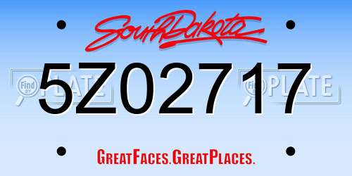 5Z02717 South Dakota License Plate