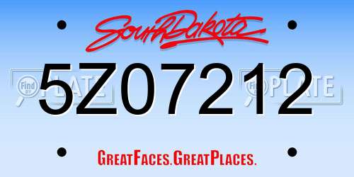 5Z07212 South Dakota License Plate