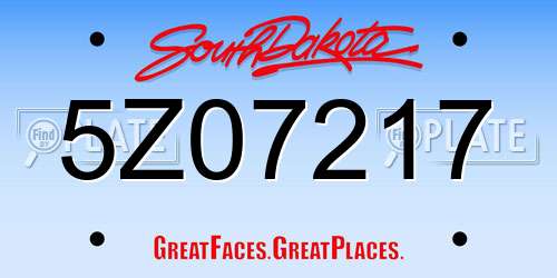 5Z07217 South Dakota License Plate