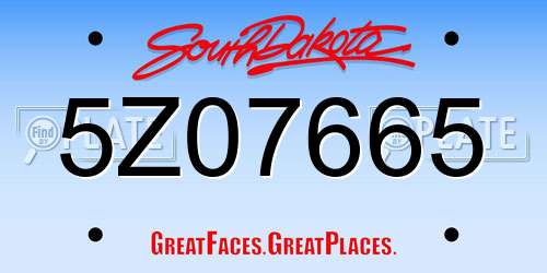 5Z07665 South Dakota License Plate