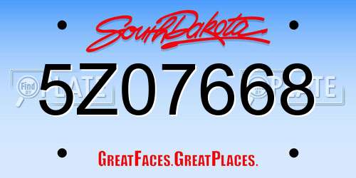 5Z07668 South Dakota License Plate