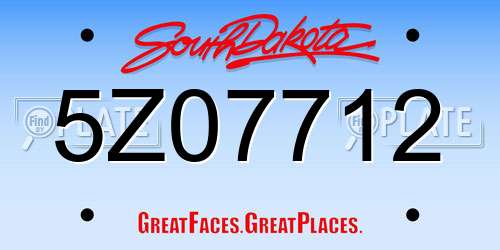 5Z07712 South Dakota License Plate