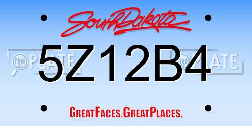5Z12B4 South Dakota License Plate