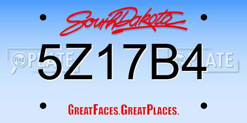5Z17B4 South Dakota License Plate