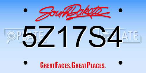 5Z17S4 South Dakota License Plate