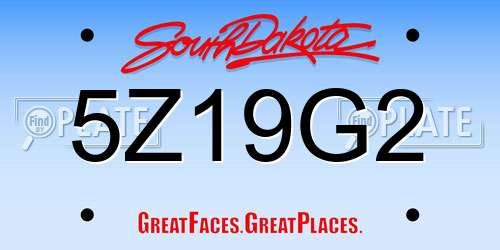 5Z19G2 South Dakota License Plate