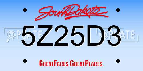 5Z25D3 South Dakota License Plate